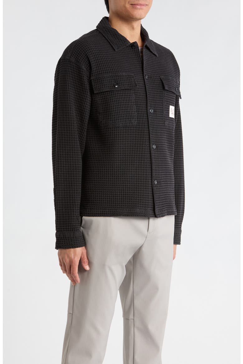Waffle Knit Button-Up Shirt, Alternate, color, BLACK