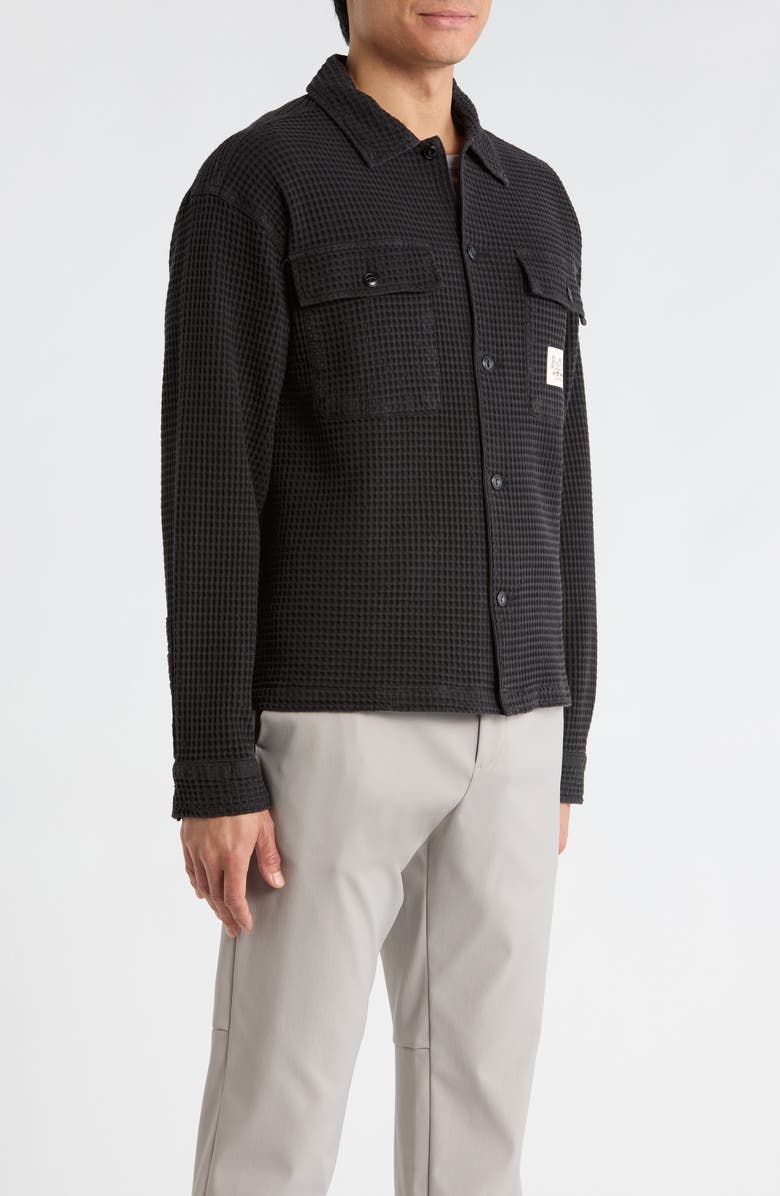 Brain Dead Waffle Knit Button-Up Shirt, Alternate, color, Black