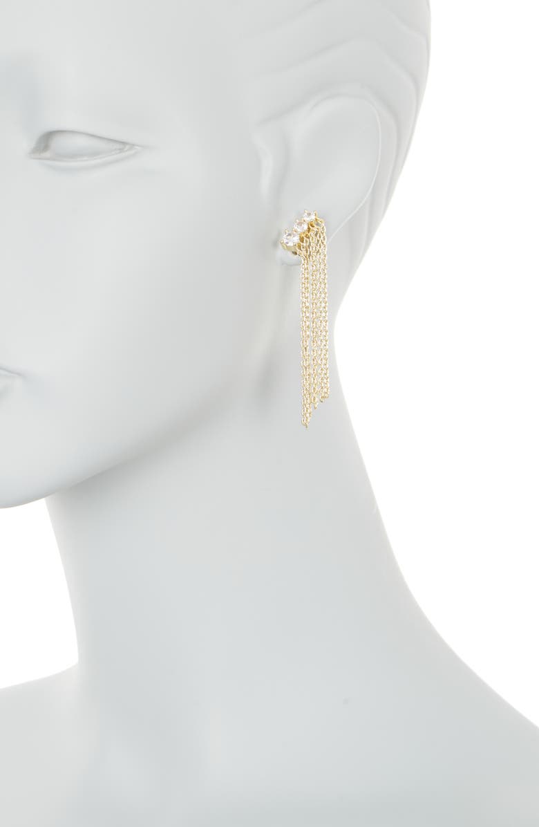 NORDSTROM RACK Goldtone Cascading Crystal Chain Earrings, Alternate, color, 