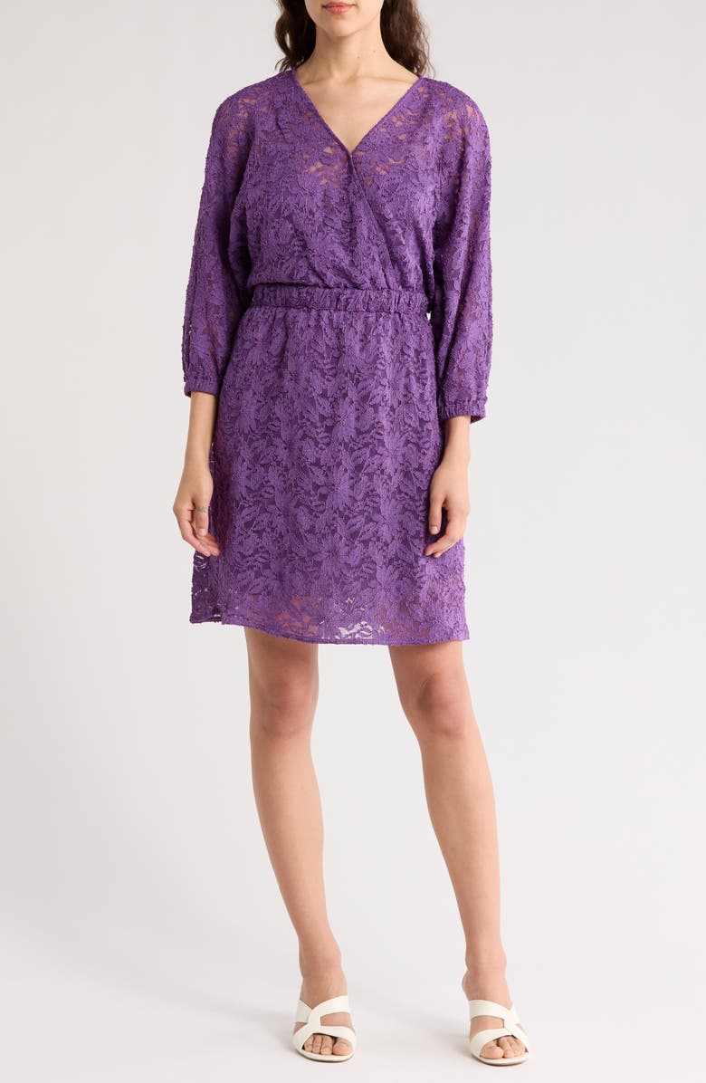 BOSS Orange Desdemona Long Sleeve Lace Dress, Main, color, Deep Viola
