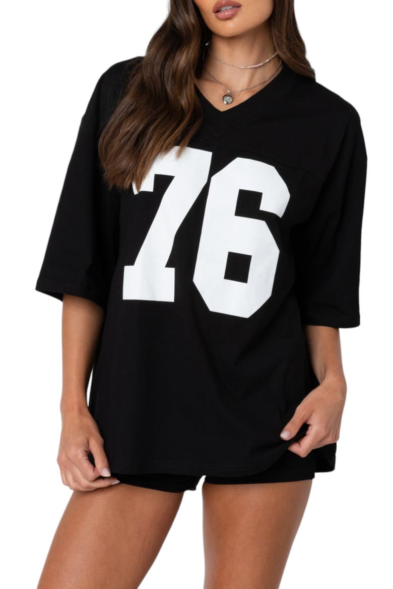 76 Oversize Cotton Graphic T-Shirt, Main, color, BLACK