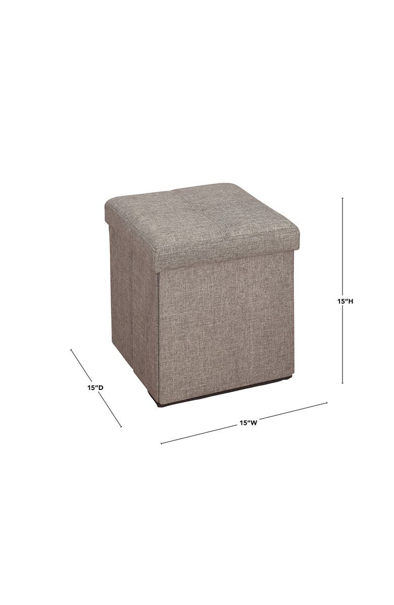 KENNEDY INTERNATIONAL Gray Faux Linen Storage Ottoman Cube, Alternate, color, 
