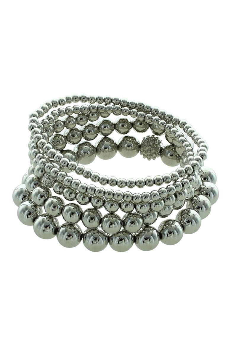 Tandy Beaded Wrap Bracelet, Main, color, SILVER / CRYSTAL