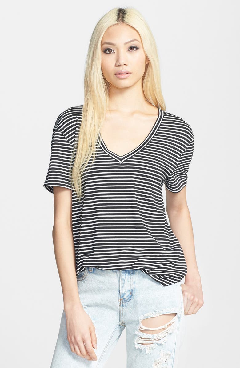 Tildon Stripe V-Neck Tee, Main, color, 