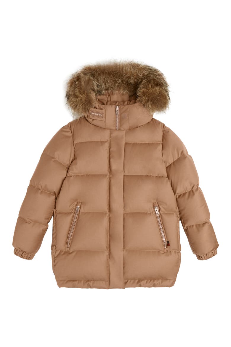 Luxe Aliquippa Down Parka with Genuine Coyote Fur Trim, Alternate, color, CHIPMUNK
