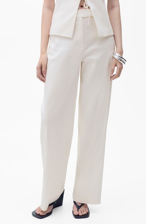 Mango Straight Mid-rise Trousers Ecru In Neutral