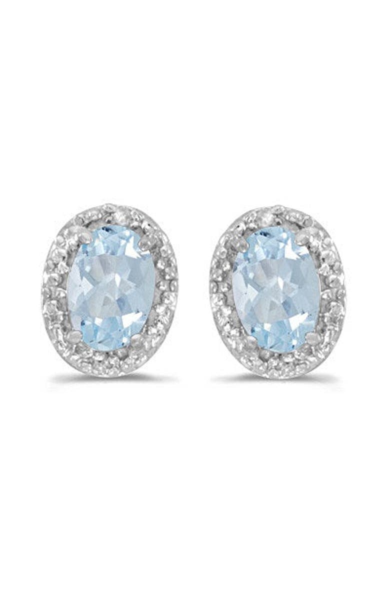 ALLUREZ 14K Gold Diamond & Gemstone  Earrings, Main, color, 0.80Ct/Aquamarine/Yellow Gold