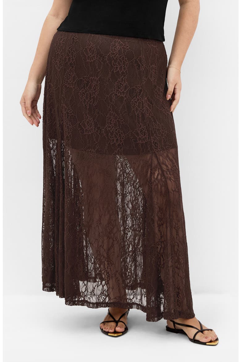 Lace Maxi Skirt, Main, color, CHOCOLATE