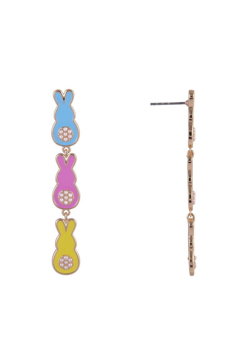 Linear Easter Bunny Earrings, Alternate, color, PInk