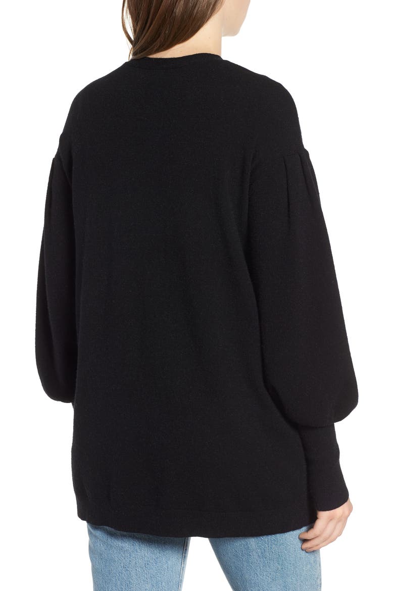 Balloon Sleeve Cardigan, Alternate, color, BLACK