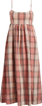 Billabong All Day Plaid Seersucker Midi Sundress
