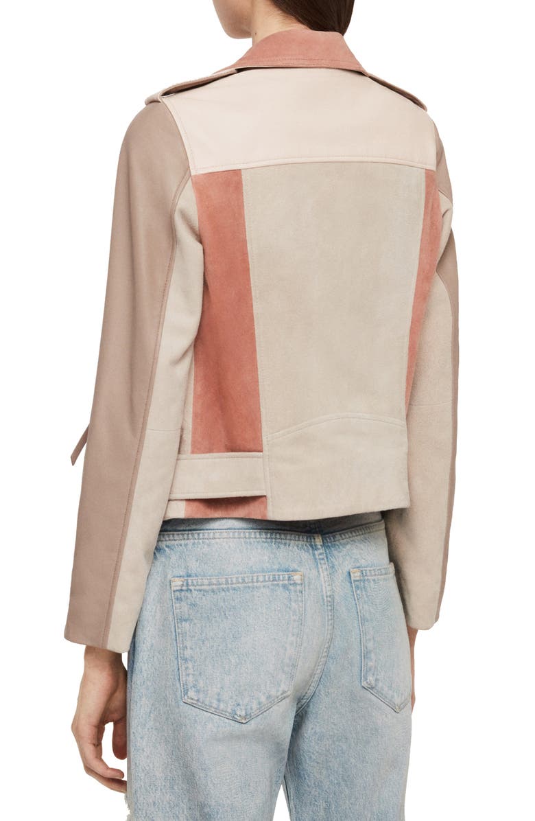 AllSaints Balfern Mix Suede & Leather Biker Jacket, Alternate, color, 