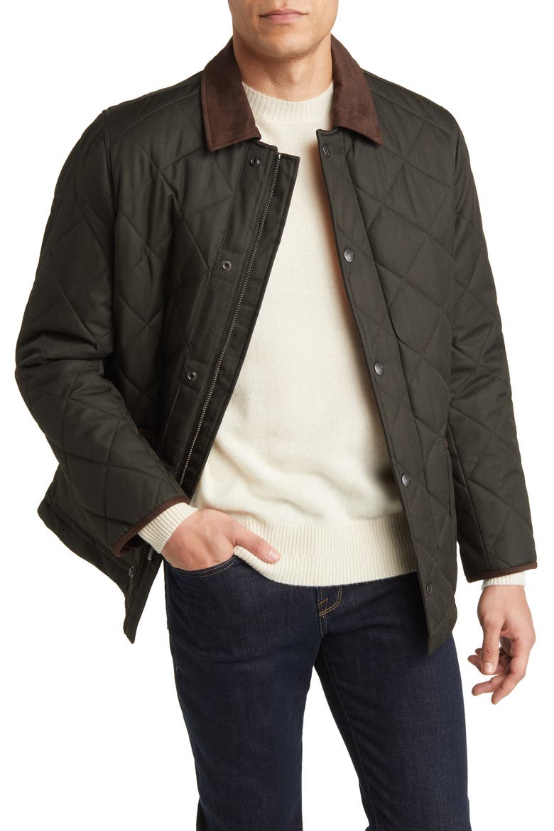 Erikson Water Resistant Quilted Riding Jacket, Main, color, OLIVE