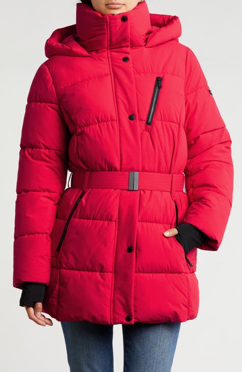 Water Resistant Hooded Belted Puffer Jacket