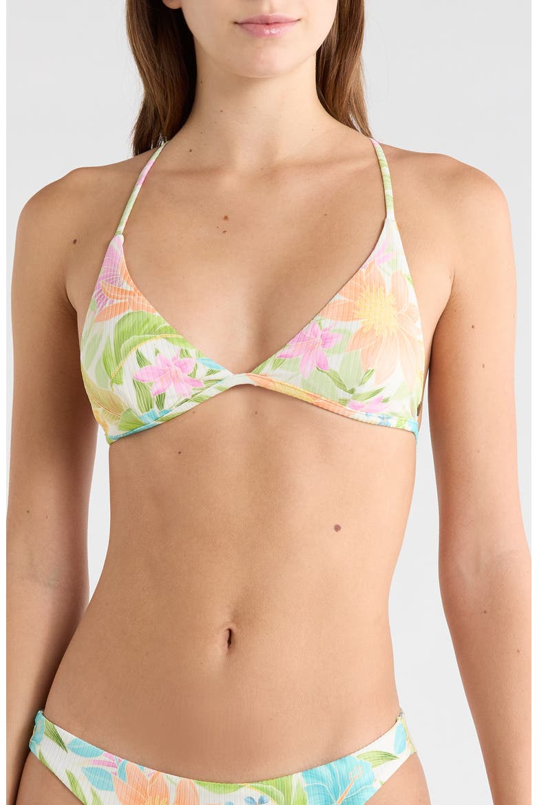 Catalina Island Floral Triangle Bikini Top, Main, color, GREEN MULTI