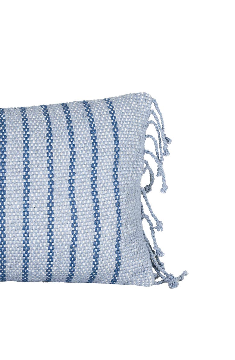 Foreside Home and Garden Handwoven Blue Striped Filled Lumbar Pillow, 14" x 22", Alternate, color, Blue