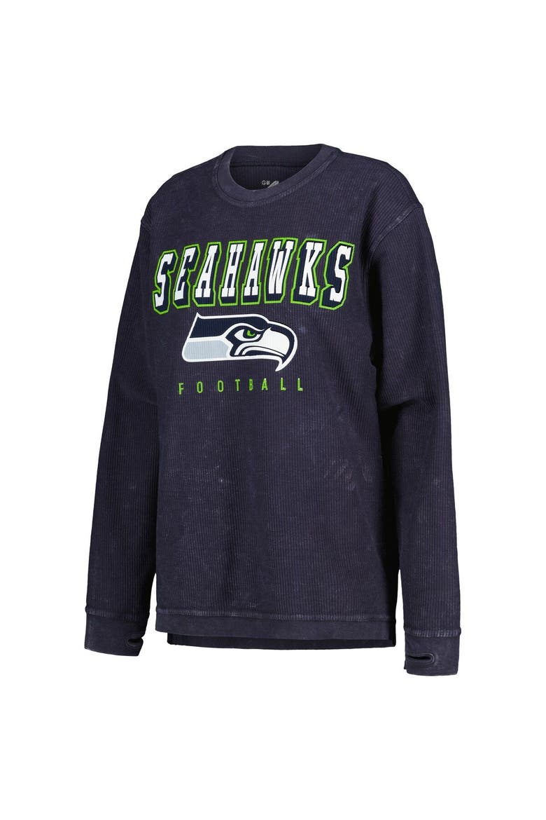 Women's G-III 4Her by Carl Banks College Navy Seattle Seahawks Comfy Cord Pullover Sweatshirt, Alternate, color, College Navy