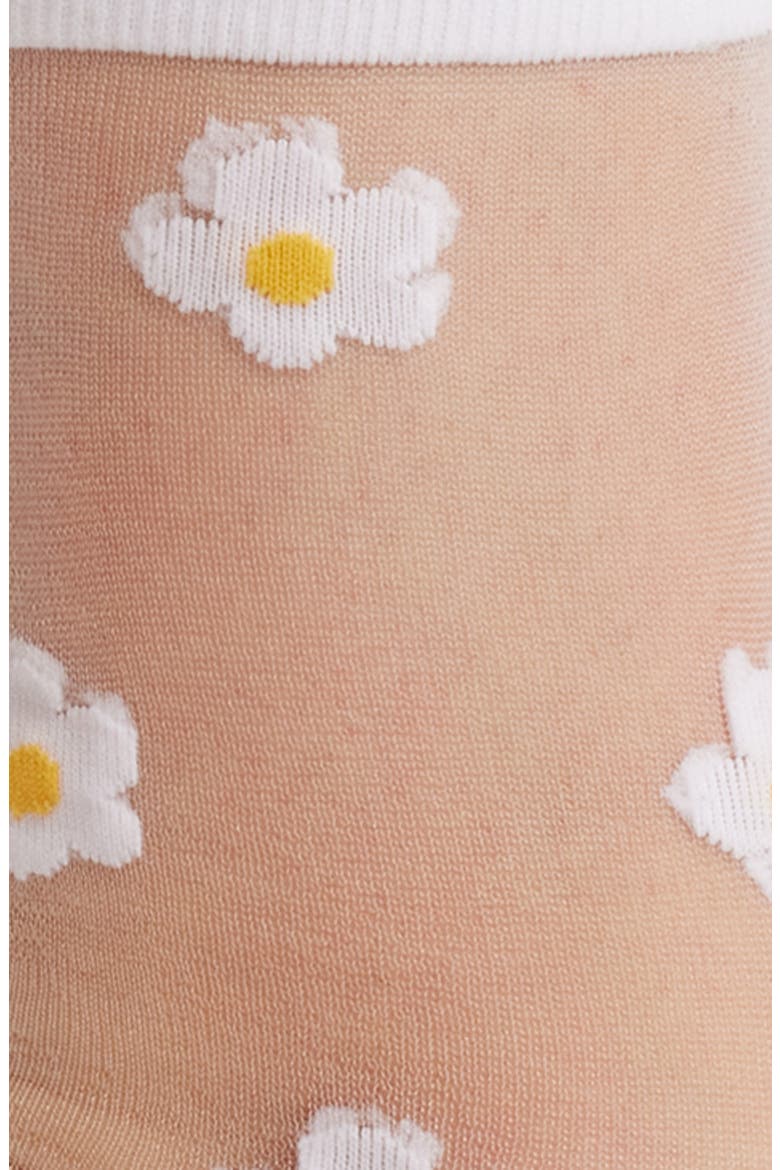 Daisies Sheer Crew Socks, Alternate, color, WHITE