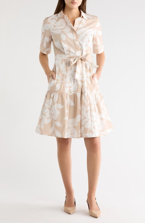 Floral Short Sleeve Cotton Shirtdress