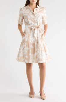 Calvin Klein Floral Short Sleeve Cotton Shirtdress