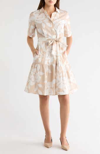 Calvin Klein Floral Short Sleeve Cotton Shirtdress