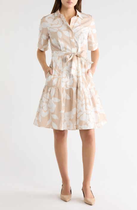 Calvin Klein Floral Short Sleeve Cotton Shirtdress