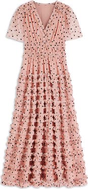 Boden V-Neck Ruffle Tulle Dress