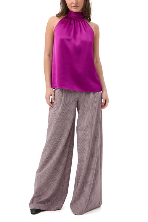 Trina Turk Zana Satin Halter Top In Purple