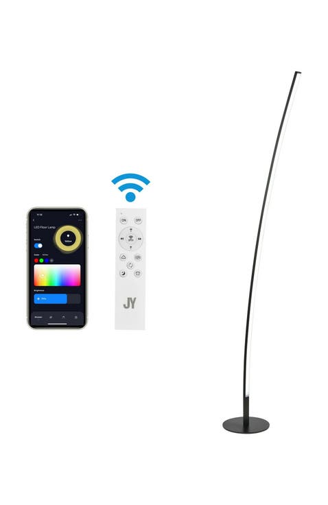 Malthe 71" Modern Contemporary Aluminum/Iron Arc Integrated LED Floor Lamp, Black