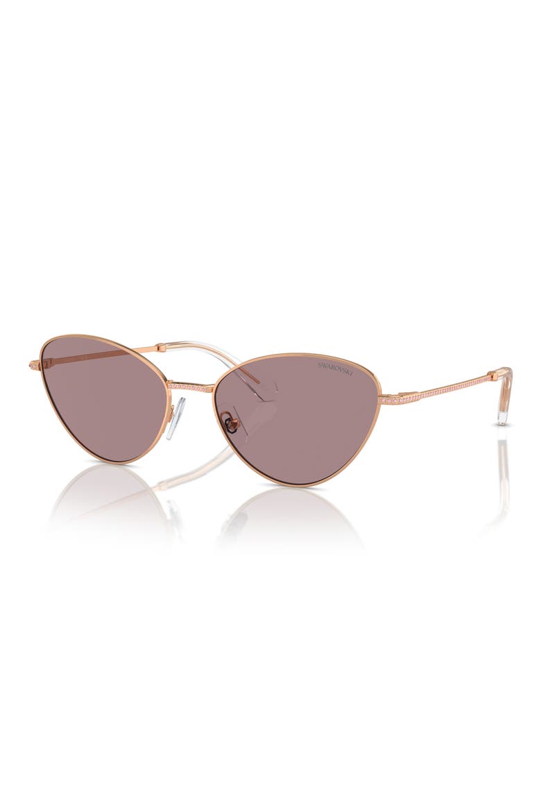 58mm Cat Eye Sunglasses, Alternate, color, ROSE GOLD