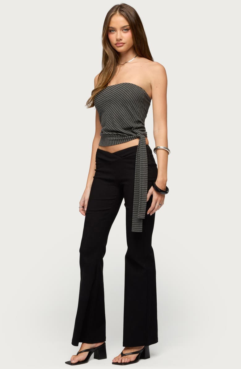 EDIKTED Margotte Stripe Strapless Top, Alternate, color, Black-And-Gray