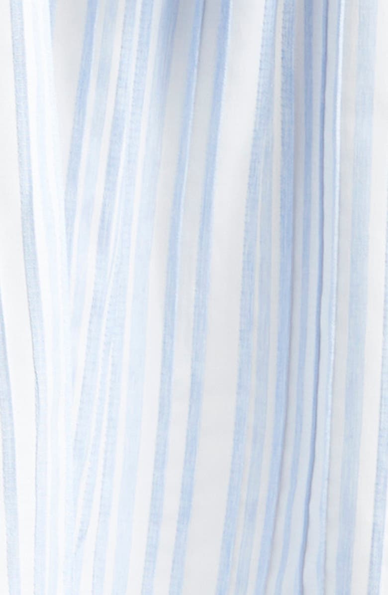 Derek Lam 10 Crosby Clynton Variegated Stripe Short Sleeve Shirtdress, Alternate, color, Celestine/ White