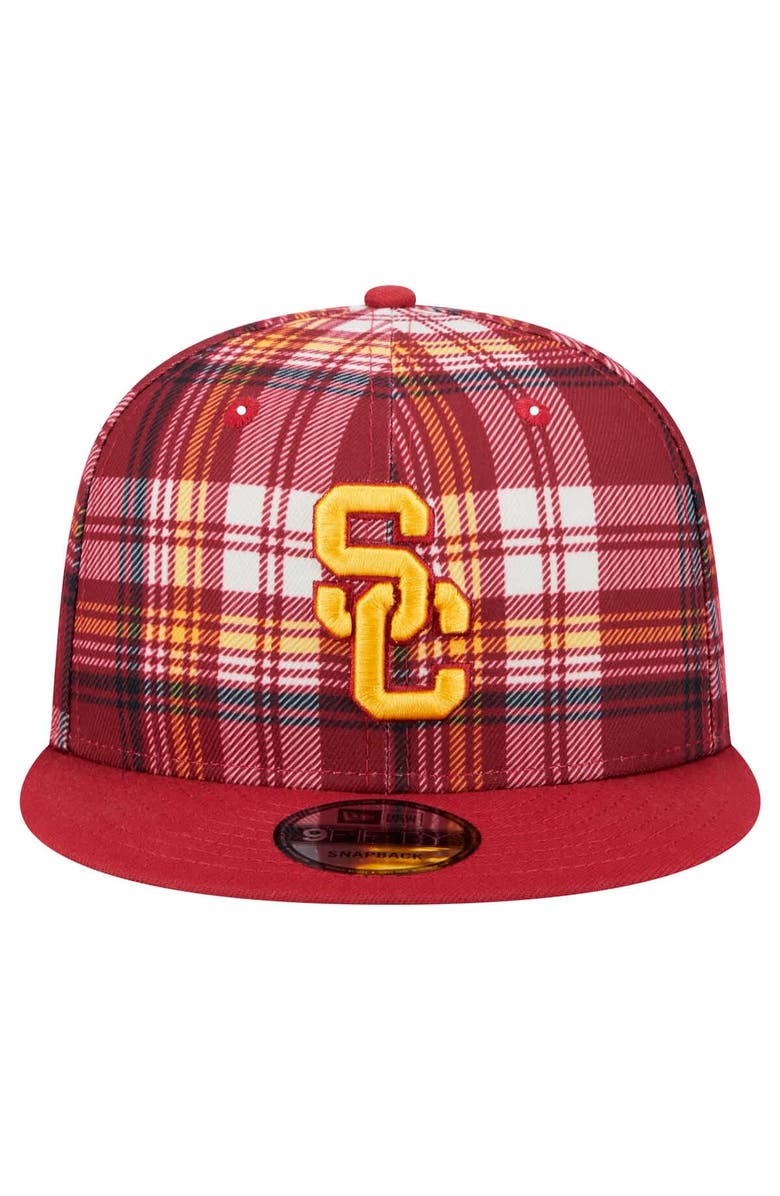 New Era Men's New Era Crimson USC Trojans Plaid 9FIFTY Snapback Hat, Alternate, color, Crimson