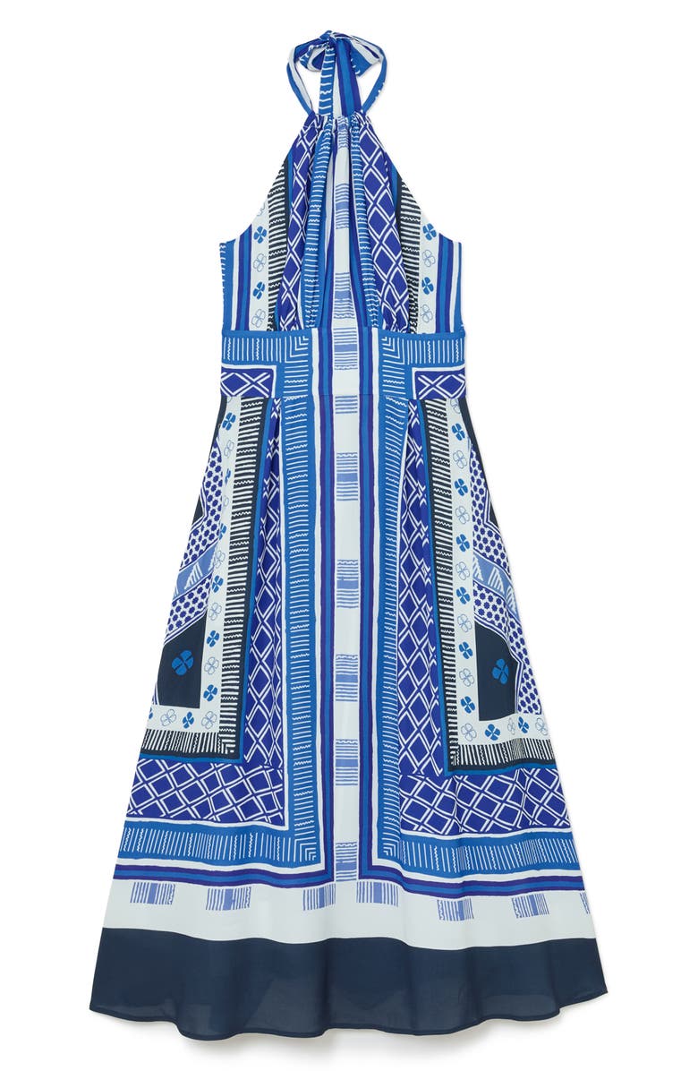 Reiss Joselyn Scarf Print Halter Neck Midi Dress, Alternate, color, Blue