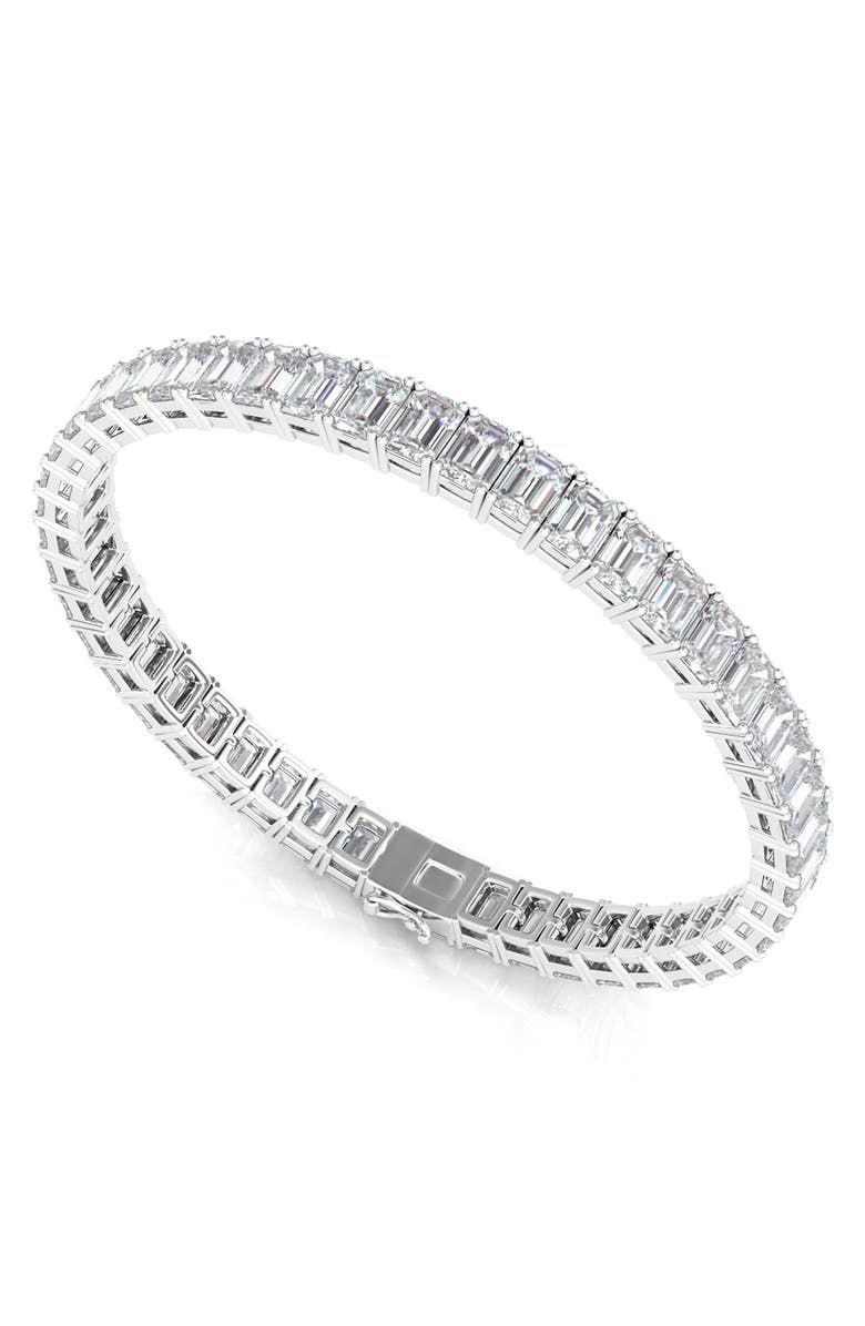 HauteCarat Emerald Cut Lab Grown Diamond Tennis Bracelet, Alternate, color, 18K White Gold
