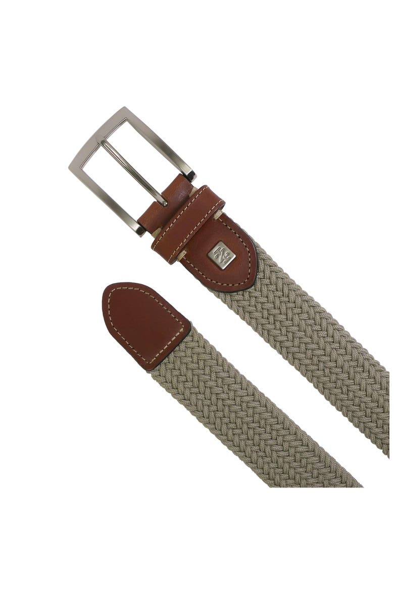 Stretch Braid with Full Grain Leather Tips, Alternate, color, Khaki