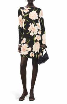 MANGO Floral Long Sleeve Minidress