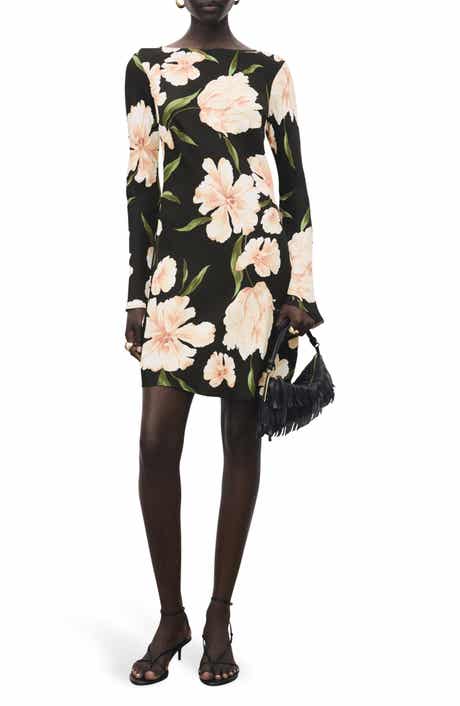 MANGO Floral Long Sleeve Minidress