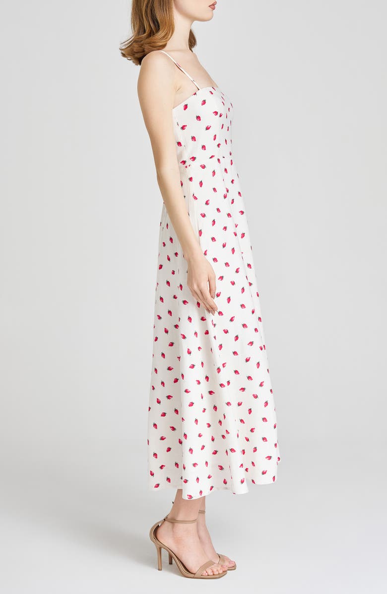 WAYF Josefina Strawberry Print Linen Blend Dress, Alternate, color, Ivory Strawberry