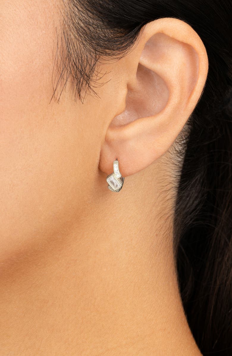 Sterling Forever Maevyn Cubic Zirconia Huggie Hoop Earrings, Alternate, color, Silver