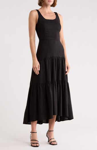 DKNY Square Neck Fit and Flare Midi Dress