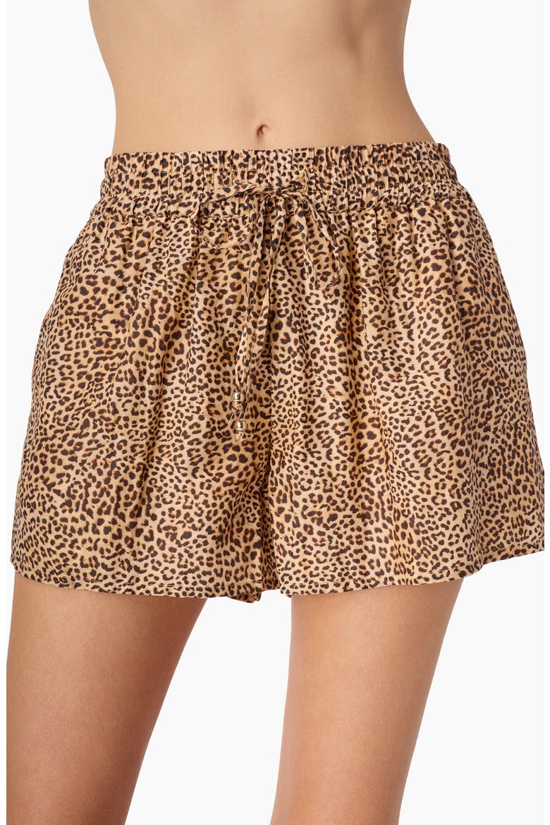 Cotton & Silk Drawstring Shorts, Alternate, color, LEOPARD