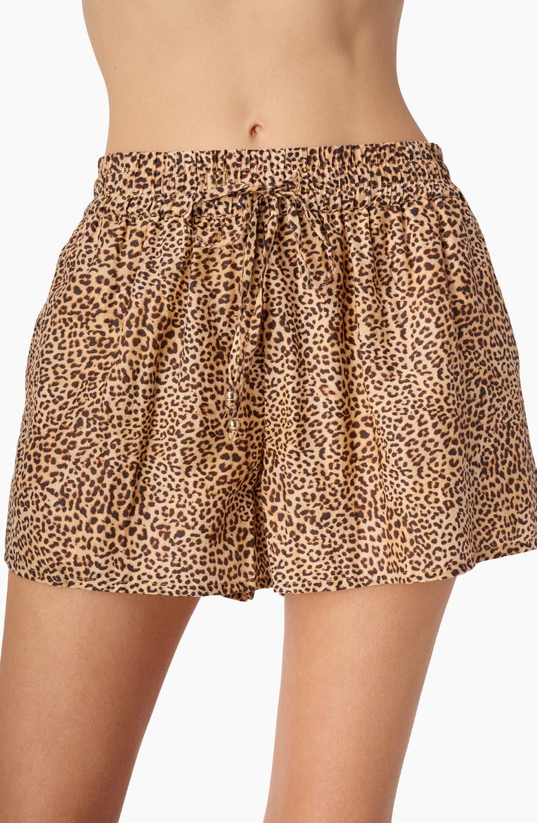 CAMI NYC Cotton & Silk Drawstring Shorts, Alternate, color, Leopard