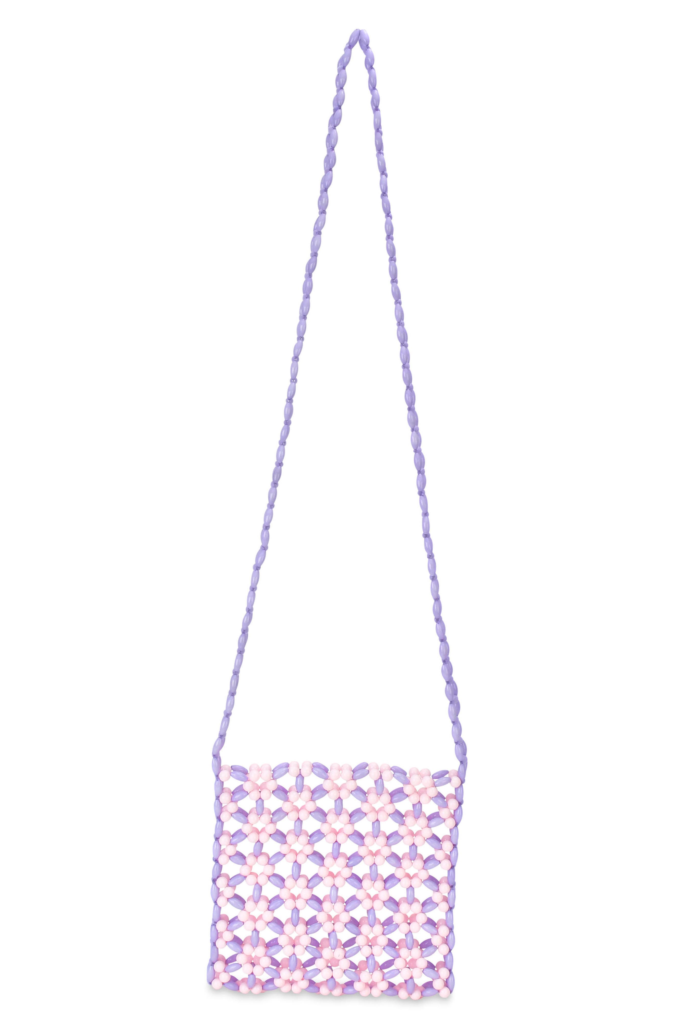 Iscream Kids' Beaded Flower Bag, Alternate, color, Pink/ Purple