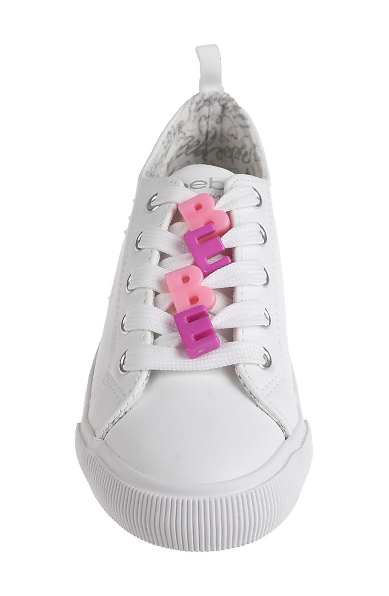 bebe Kids' Rhinestone Charm Sneaker, Alternate, color, White