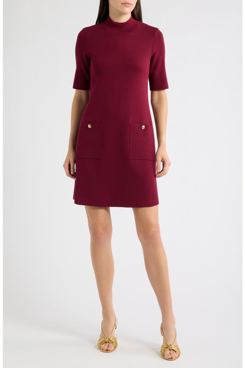 Show Mock Neck Knit Dress, Main, color, WINE
