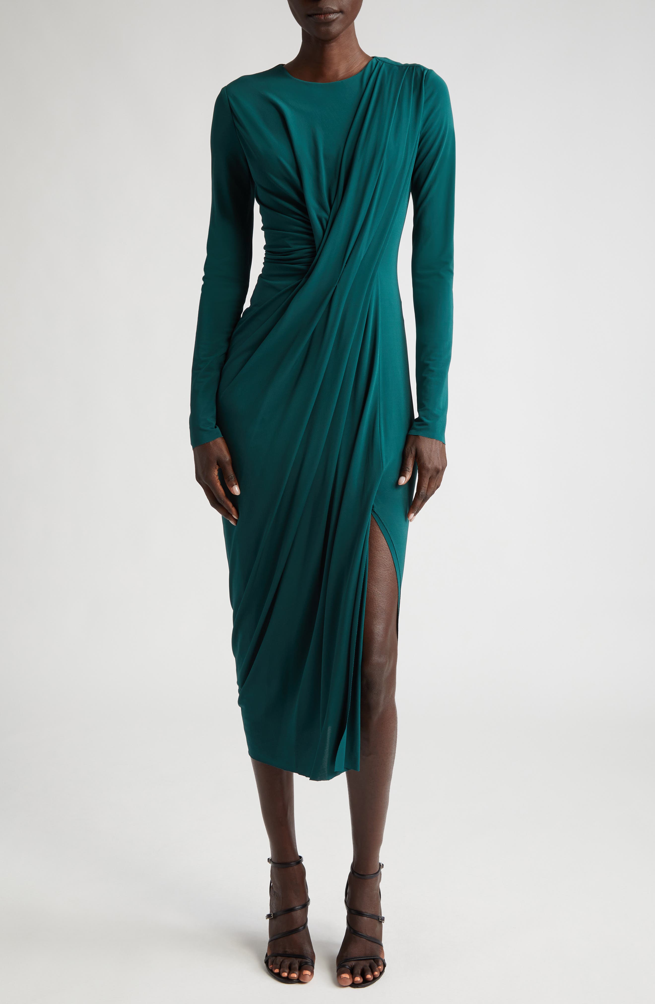 Jason Wu Collection Long Sleeve Draped Jersey Midi Dress