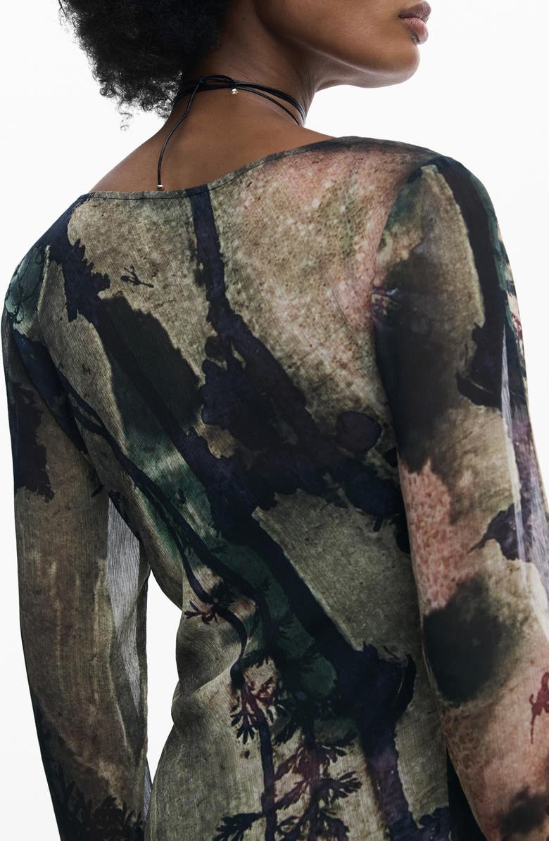 Desigual Abstract Print Long Sleeve Dress, Alternate, color, 