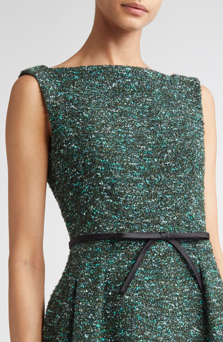 Erdem Sleeveless Tweed Sheath Dress, Alternate, color, Hedgerow Green