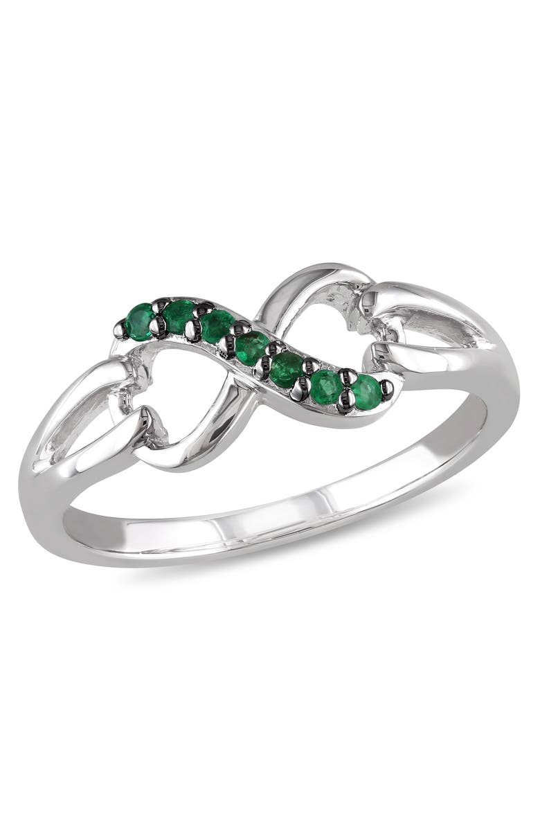 Julianna B. Emerald Accent Infinity Ring, Main, color, Emerald